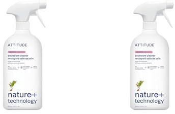 ATTITUDE Bathroom Cleaner Spray, EWG Verified, Plant-Based & Vegan, Safe for Bathroom Surfaces, Tiles, Tubs, Shower Walls, and Grout, Unscented, 800 mL (Pack of 2)