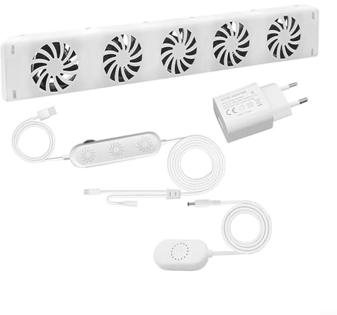 Smart Heizkörperlüfter mit Luftstromregelung, leiser Ventilator für effiziente Wärmeverteilung, automatischer Thermostat 30°C, energiesparend bis 30%, für fast für ALLE Heizkörper, weiß(MXRV-25-S201)