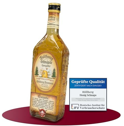 Höllberg® Original Honig-Schnäpsle 32% vol. (0,7L) – Leckerer Honiglikör mit Vanillenote | Honig Schnaps | Perfekte Geburtstags Geschenk | Spezialität