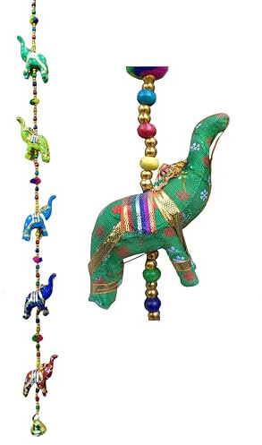 Rastogi Handicrafts: Traditionelle indische Fünf-Elefanten-Hängeschichte, Wandbehang, dekorative Aufhängung mit einem kostenlosen Elefanten zum Aufhängen