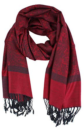 PASKMLNA Pashmina-Schal, Paisleymuster, Jacquard, Stola, Burgunder, Large