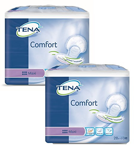 Tena Comfort Maxi - Inkontinenzeinlage, Unisex, Erwachsene, 56 Stück, Large, Textilähnliches, atmungsaktives Material, Einweg, Urinschutz, Nachtgebrauch