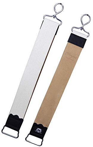 Haryali London Leather Strop - Straight Razor Strop - Double-Sided Belt - Honing Tool - Strop Leather for Sharpening - Brown - Honing Strop - Hook Ends - for All Blades and Knives - Sharpening Strop