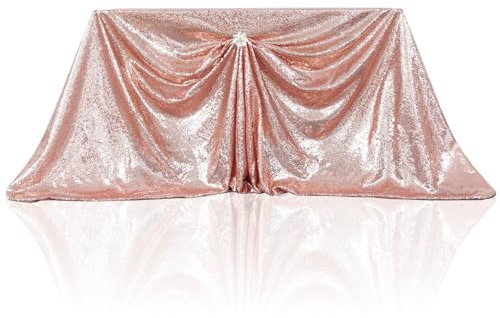 PartyDelight Tovaglia rettangolare con paillettes, 152,4 x 259,1 cm, oro rosa