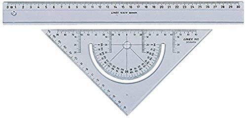 Linex Geometrie-Set, Lineal 30 cm, Geodreieck m. Winkelmesser 18 cm, transparent