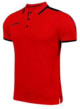 KELME Short Sleeve Polo M/C, Hombre, Red/Black, 3XL