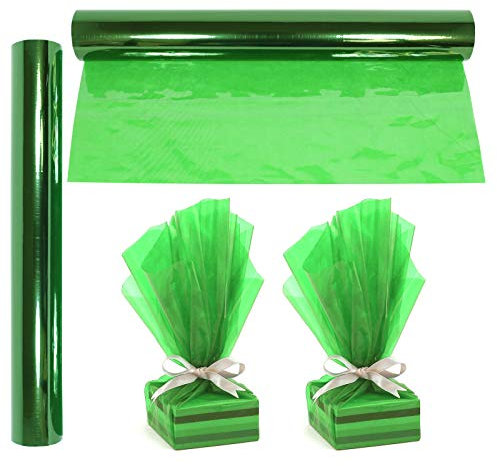 Zellophan-Geschenkpapierrolle, 30 m langx40 cm breit, 2.3 mm dick, transparent, Grün,Geschenke, Körbe, Kunst und Handwerk, Leckereien, Zellophan-Geschenkpapier, Weihnachten, Urlaub Farbe: