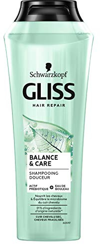 Schwarzkopf Gliss Balance&Care Shampoo, trockene Kopfhaut/geschwächtes Haar, 96 % natürliche Inhaltsstoffe, 250 ml Flasche