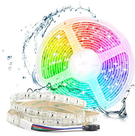 24V LED Strip RGB 5M Wasserdicht IP65 300LEDs 5050SMD LED Streifen Lichtband LED Band Lichterkette Leiste Innen Aussen Deko, RGB, 60leds/M (Auf 12V Netzteil leuchtet nur rot)