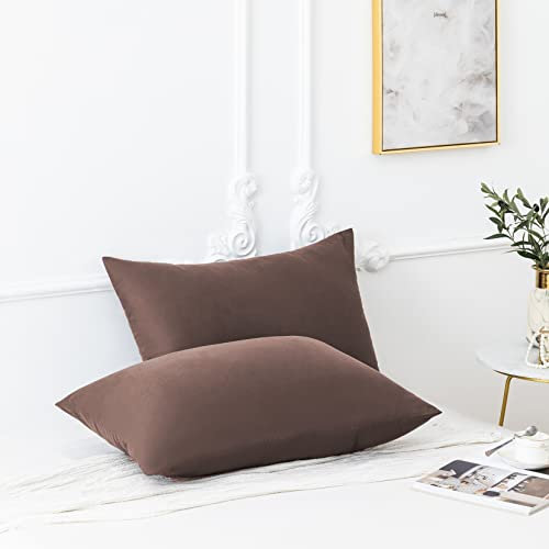 AYSW 18 Couleurs Lot 2 Taie d'oreiller 50x70 cm Café Housse Oreiller Coussin pour Canapé Lit Fermeture Éclair Anti-Acariens Hypoallergénique Protège Oreiller Zip Microfibre