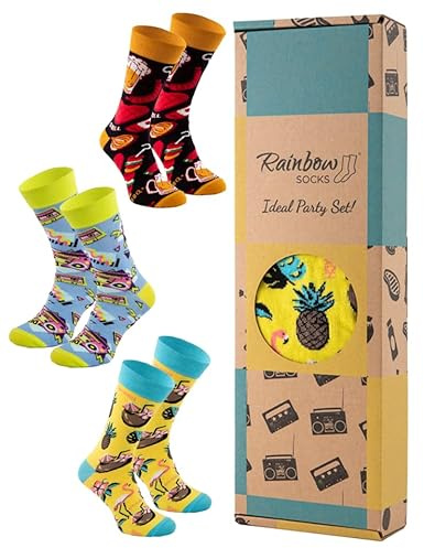 Rainbow Socks - Damen Herren Lustige Party Socken Box Geschenk - 3 Paar