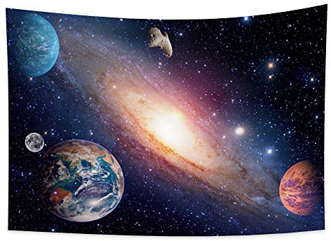 YONGFOTO 100x70cm Weltraum Tapisserie, Die Erde Mond Planet Meteorit Starry Galaxis Wandbehang für Zimmer Dekor Themenausstellung Hängend Wohnheim Schlafzimmer Wall Art Star Tapisserien