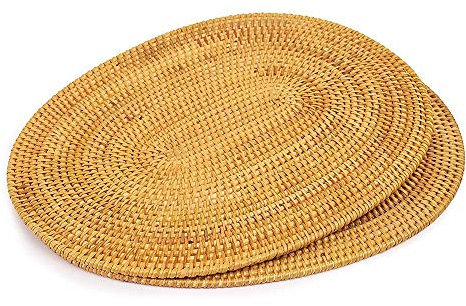 Grevis 2 StüCk Ovales Rattan Tischset, Handgewebtes NatüRliches Rattan, ZubehhR für Tee Zeremonien, Geeignet für Essen Zimmer, KüChe Usw.