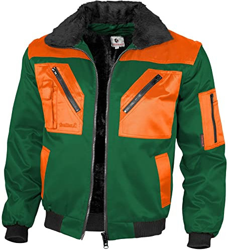 Qualitex - Pilotenjacke 4 in 1 - Kragen und Ärmel abtrennbar - mehrere Farben (6XL, Grün/Orange)