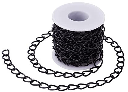 PandaHall Cadena de eslabones de aluminio de 16.4 pies, cadena trenzada sin soldar, cadena cubana ovalada, 15 x 10 x 2 mm, para hacer joyas, pulsera