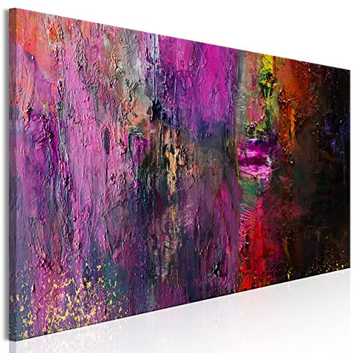 decomonkey Bilder Abstrakt 135x45 cm 1 Teilig Leinwandbilder Bild auf Leinwand Vlies Wandbild Kunstdruck Wanddeko Wand Wohnzimmer Wanddekoration Deko Bunt Modern Rosa Rot Vertikal Design