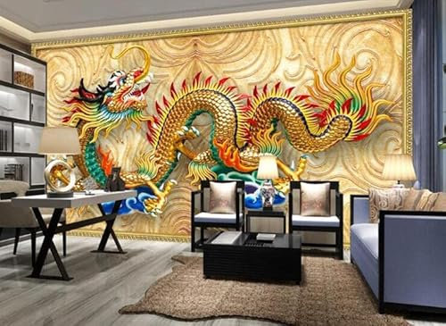 Tapete wand 3d benutzerdefinierte goldene drachen skulptur fototapete hintergrund wand papier peint mural*400cmx280cm(157.4x110.2inch)