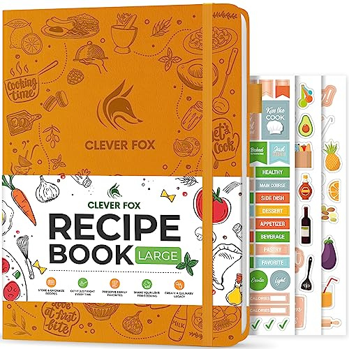 Clever Fox Recipe Book to Write in Your Own Meals 21x28cm Amber Yellow | Blank cook book notebook, Cooking & baking essentials for women, teens, kids & girls, Make your own DIY baker's notebook