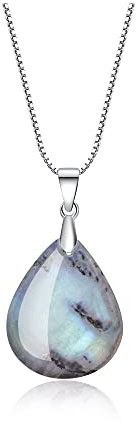 COAI Collier Chaîne Argent 925 Pendentif Goutte d'Eau Labradorite Femme