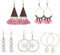 Vspek 5 Paar Bohemian Ohrringe Set - Damen Ethnische Lange Bunte Fransen Feder für Weihnachten, Valentinstag, Muttertag, Geburtstag Geschenk (Rosa + Weiß)