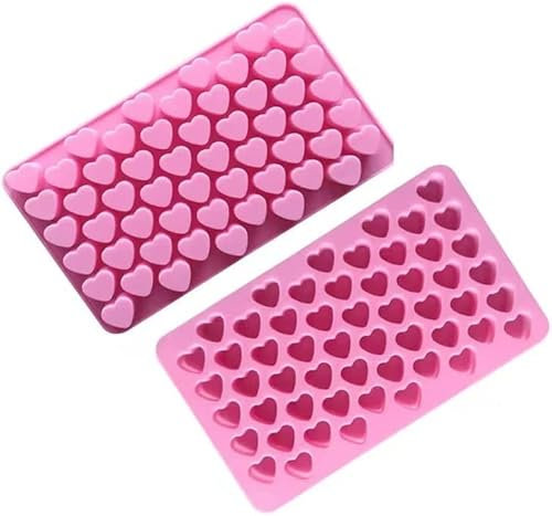 ROTDAM Heart Silicone Mold Mini Heart Shaped Candy Mould 2PCS Non‑stick Chocolate Gummy Jelly Ice Cube Tray Silicone Mold for Wax Melts