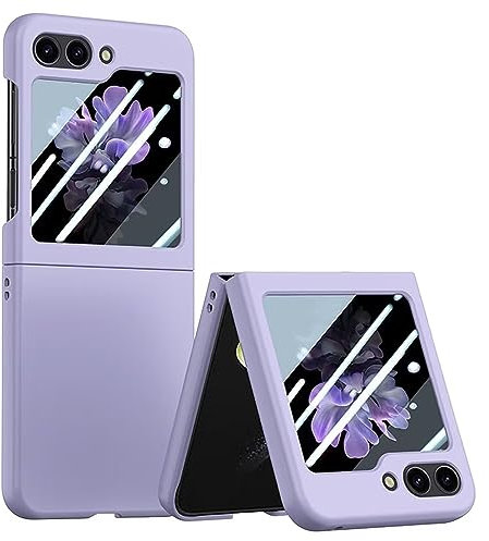 EASSGU Custodia in Silicone Adatta per Samsung Galaxy Z Flip5 / Samsung Galaxy Flip 5 2023 (6.7 Inches), PC Cover per Telefono Resistente Alla Caduta e Ai Graffi - Viola chiaro