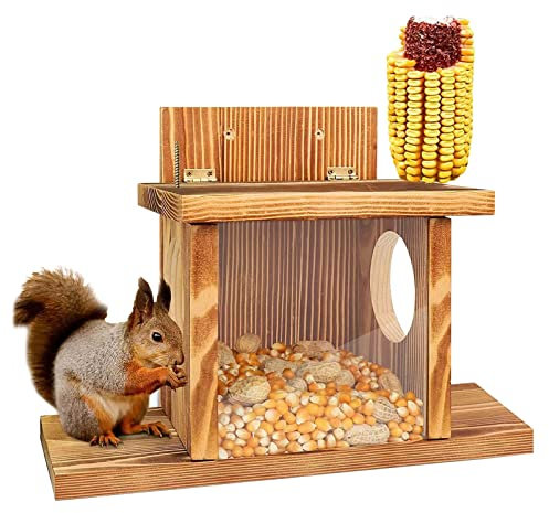 Eichhörnchenfütterung, Eichhörnchenfütterung für draußen an der Wand, Hamsterfütterung, Stabiles Eichhörnchen-Hamster-Haus aus Holz, Eichhörnchen Getreidespeicher mit Entlüftung