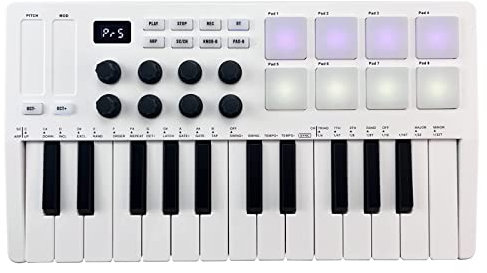 TsoLay 25-Key MIDI Control Keyboard, Mini Portable USB Keyboard MIDI Controller with 25 Velocity Sensitive Keys 8 RGB Backlit Pads 8 Knobs, Octave/Transpose Switch, for Mac and PC