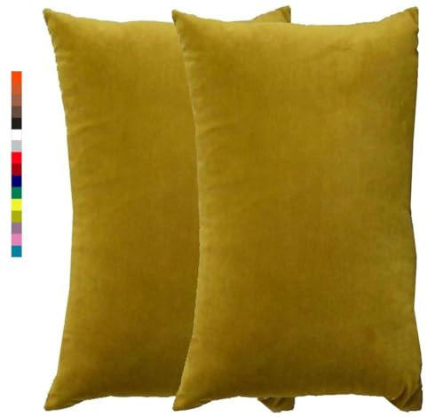 Moderner Stil Kissenbezug 60x80 Kissen 50x70 Bezug Couch Sofa Kissenbezüge Samt 40x60，2er Set Dekokissen Bezug Blau/Grün/Grau, Pillowcase Pillow Cases 40x70, Kissen Abdeckung(3 Curry Color,60x80 cm 2p