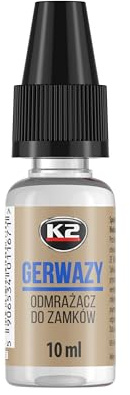 K2 Lock DE-ICER DOOR FAST SMALL WORK UP TO -60°C DE-ICER SAFE PROTECTS GERWAZY 10ml