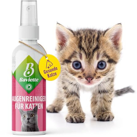 Baviette Katzenpflege: 100ml Natürlicher Augenpflege für Katzen – Sanfte, geruchlose Reinigung bei Tränenflecken, Krusten & Schmutz – Probiotisch, ohne Alkohol & Duftstoffe, EU-Qualität
