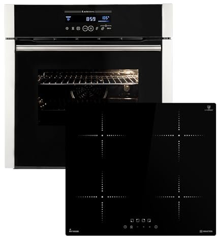 Autarkes Herdset: 60cm Einbaubackofen EB8016ED + 59cm Induktionskochfeld IH85900RL | Katalyse | Drehspieß | Pizzafunktion | Grill | Heißluft | Teleskopauszüge | Automatik-Timer | SET8016IH859RL
