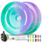 MAGICYOYO JoJo Responsive Yoyo for Kinder, Profi JoJo Trick Jo Jo für Anfänger, Crystal JoJo K2 Grün Violett Gradient, Mehrzweck JoJo mit Unresponsive Yoyo Kugellager + 12 Jo Jo Schnur