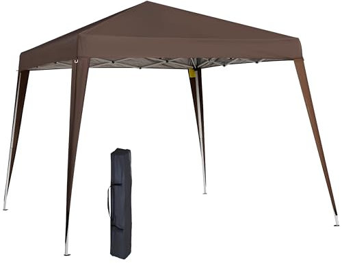 Gazebo 3x3 Pieghevole Impermeabile, Richiudibile, ANTI-UV, Borsa Per Trasporto Inclusa, Stabile E Durevole, Gazebo 3x3 Con Struttura In Acciaio E Corde Antivento, Marrone