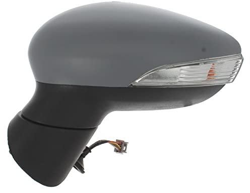 XYZ Parts Electric Wing Door Mirror With Heated Glass Indicator Light And Primed Cover Compatible with Ford Fiesta Mk7 Hatchback & Van 2012-2018 Passenger Side Left Hand Replacement