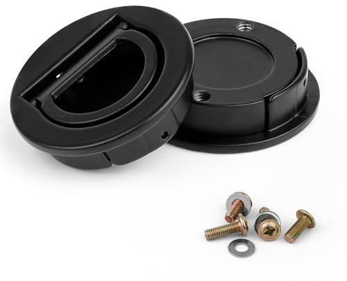 0XBIT Poignee Trappe, 2 Pièces Poignée Encastrable, Boutons D'anneau de Tiroir Rond avec Kit de Montage, Poignee de Trappe Bateau pour Tiroirs, Armoires, Yachts Marins, Coiffeuses