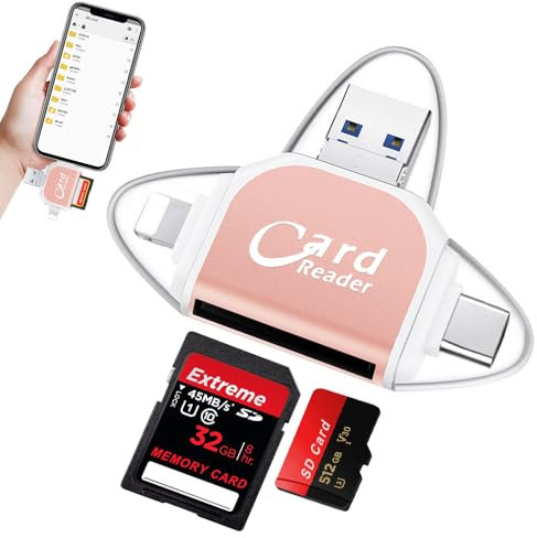 LYPPUL Multi-Port 4 in1 Universal SD TF Card Reader, USB 3.0 External Memory Card Readers, SD/Micro SD Card Reader for Android Computer Phone, Micro SD Card Camera Memory Card Reader…