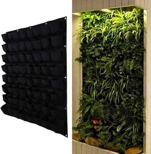 Finnacle - Pflanzenwand - Wand mit Pflanzen - Gartenarbeit - Garten - Pflanzen - Pflanzer - Schwarz mit Grün - vertikaler Garten - Hängegarten - Pflanzenbeutel - Plan -Taschen für 49 Pflanzen -