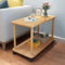 blodfune Side Table,End table with Solid Wood Legs, 360 Degree Swivel Side Table on Wheels, Easy Assembly 2 Tier Open Shelf Sofa Small Coffee Table for Living Room/Bedroom