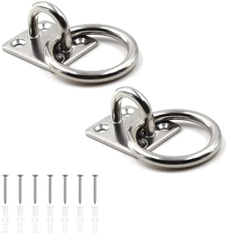 NIYATA 2 Stück Spannringe auf Platte, 35 mm x 30 mm, robuster Edelstahl, 304 Duty-Spannringe, Spannringe, Terrassen-Seilbeschläge, Pad-Augenplatte für Stall und Anbinden