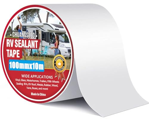 CHUANGSEED Reparaturband für Wohnmobile, weiß, Butylkautschuk, 10 cm x 10 m, Band für Wohnwagen, Weiß, RV, Sealant Tape für Wohnmobil, Dach, Boot, Reparatur von Lecks
