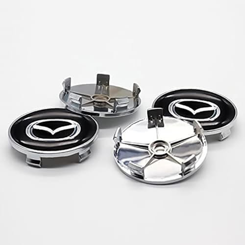 PjjxQf 4 Stück Auto Radnabenkappen für Mazda 68mm Felgenabdeckung Sonnenschutz Felgendeckel Staubdicht Radnabenabdeckung Wasserdicht Nabenkappen,B