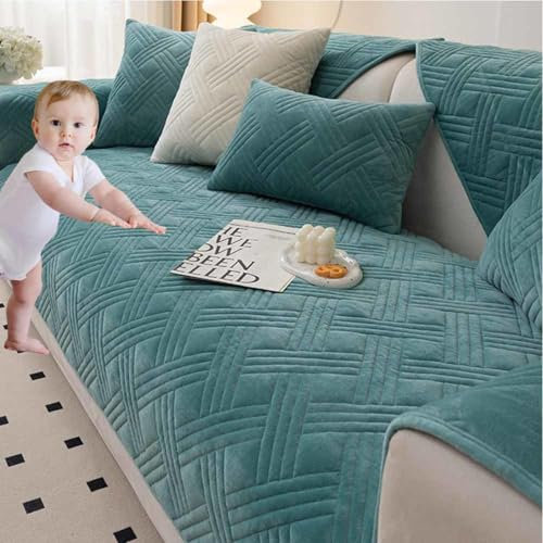 Sofabezug Ecksofa L Form Samt, Couchschoner rutschfest, Sofabezug 3 4 2 1 Sitzer Ohne Armlehne, Ecksofa Bezug Waschbar Abnehmbar,A-70x70cm