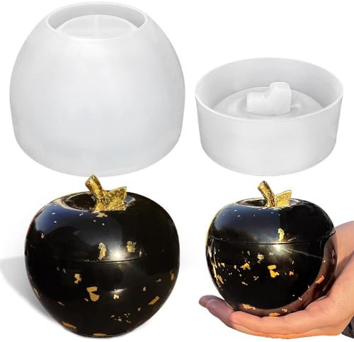 Moules en Resine Epoxy de pomme de Silicone,Moule en Silicone pour Bougie, Moule pour Bougeoir en Résine Époxy, Moule à Faire Soi-Même pour Décoration, Pot de Bijoux,DIY Bougeoir et Organisateur