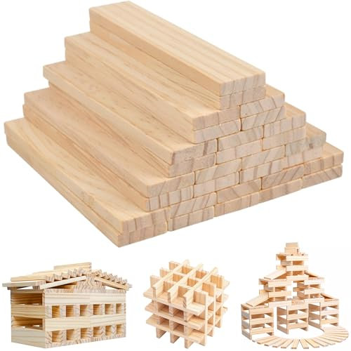 Joycabin 50 Stück Holzklötzchen zum Basteln, 160 x 22 x 8mm Bastelholz klötzchen Holzbausteine bastelklötzchen Hölzchen, Holzstäbchen Basteln Holz für Heimwerkerprojekte und DIY Deko Schnitzen