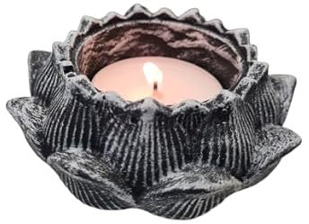 Lotus Teelichthalter, Lotus Kerzenhalter, Lotusblume Kerzenständer, drinnen & draußen, Schwarz-Weiß