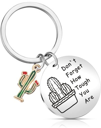 Apausvcm 1 Stk Inspirierender Schlüsselanhänger,Schlüsselanhänger Kaktus,Inspirierenden Glücksbringer Schlüsselanhänger,Aufmunterung Schlüssel Anhänger,Mutmacher Geschenk für Schwester Kollegin Mutter