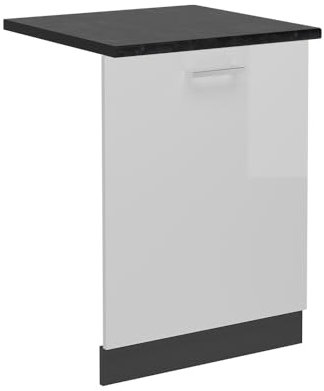 Vicco Geschirrspülblende R-Line, Geschirrspüler Fronttür, Weiß Hochglanz, 60 cm, AP Anthrazit