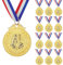 LGZIN 12 Stück Medaillen Kindergeburtstag Fussball, Medaillen Kinder Goldene Siegermedaille mit Bandhalskette, Olympische Medaille, Party Geschenke für Kinder, Jungen, Mädchen, Erwachsene