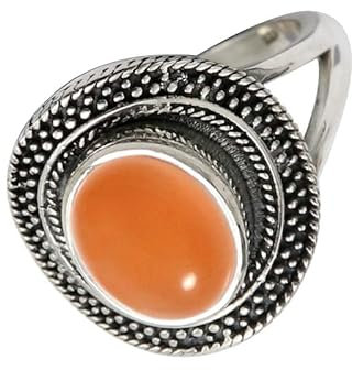 SILVERTROVE Pfirsichfarbener Mondstein-Edelstein- Sterling silber Band Ring für Männer und Frauen in allen Größen Schmuck CRG1085BR11_(57 (18.1))